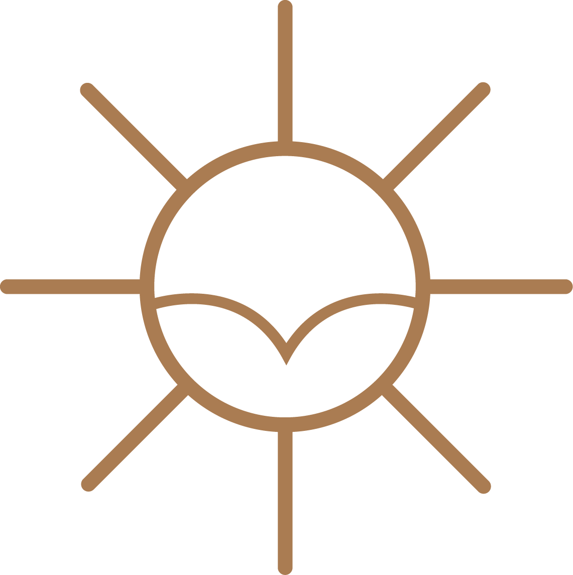 Casa Amorsol sun-inspired logo in bronze color